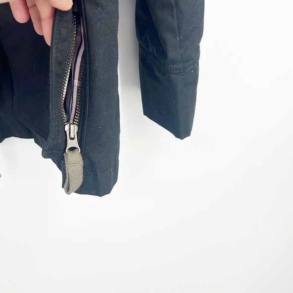 Boden Field Jacket Waxed Fitted Coat size 10 Plaid Lining Black with green trim - Picture 9 of 13